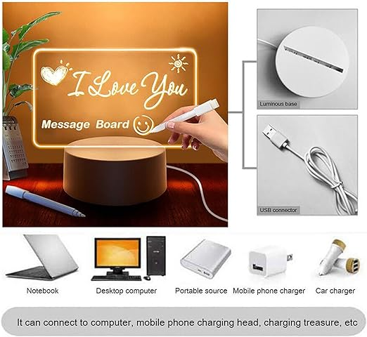 Tablero de Notas Acrílico con Lápiz y Luz LED: El Regalo Perfecto para Tu Mesa de Noche